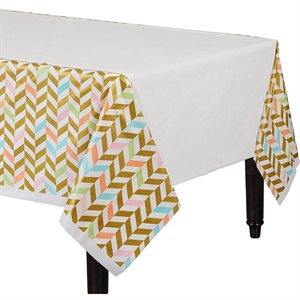 Gold & pastel plastic table cover