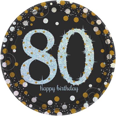 80th Sparkling Celebration plates 9in 8pcs