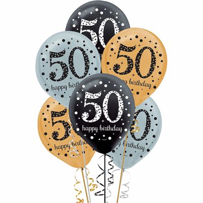 50th Sparkling Celebration latex balloons 12in 15pcs