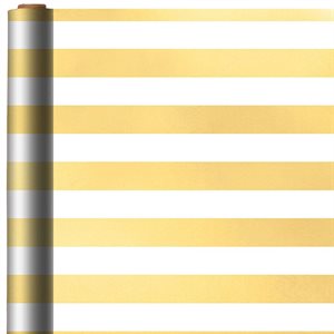 Gold & white striped gift wrap 12ftx30in