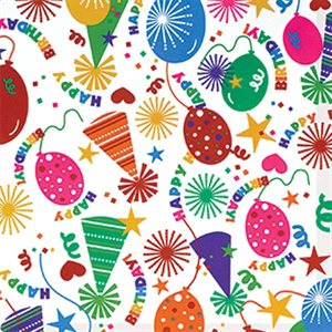Happy birthday hats & balloons gift wrap 16ftx30in