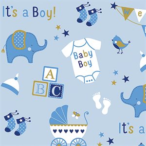 Baby Boy Elephant gift wrap 16ftx30in