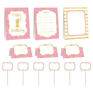 12 décorations pour buffet rose 1re anniversaire