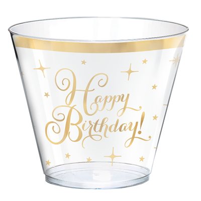 30 gobelets en plastique deluxe 9oz "happy birthday"