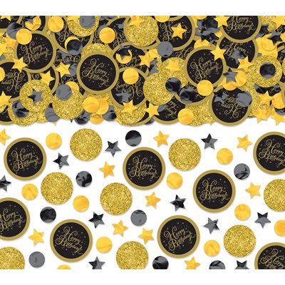 Happy birthday gold & black confetti 2.5oz