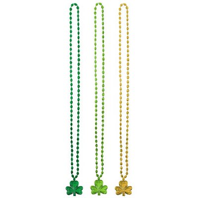 St-Patrick lucky shamrock gold & green necklaces 3pcs