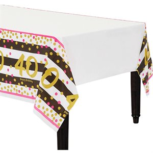 40th gold & pink b-day plastic table cover