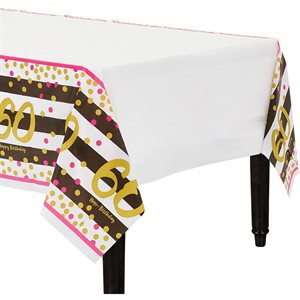 60th gold & pink b-day plastic table cover