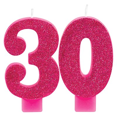 30th pink glitter candles