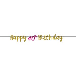 40th gold & pink b-day jointed letter banner