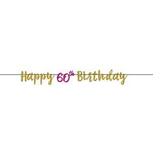 60th gold & pink b-day jointed letter banner
