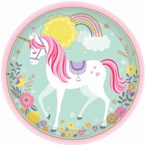 Magical Unicorn plates 9in 8pcs