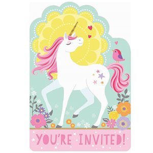 Magical Unicorn invitations 8pcs