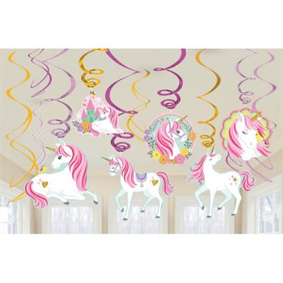Magical Unicorn swirl decorations 12pcs