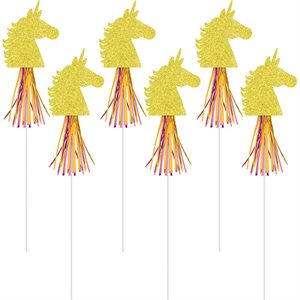 Glitter gold unicorn wands 6pcs