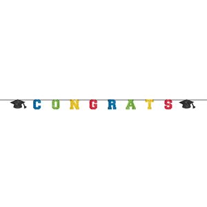 Graduation Congrats colourful glitter banner