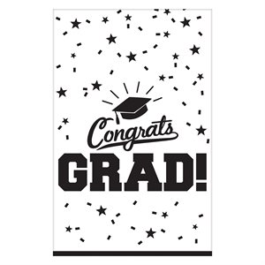 Graduation Congrats Grad black & white table cover 54x84in