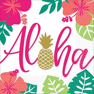 16 serviettes à repas Fête Aloha