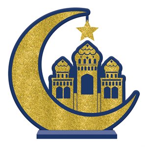 Enseigne MDF bleu marin & doré brillant Eid