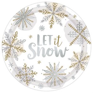Gold & silver snowflakes plates 10.5in 8pcs