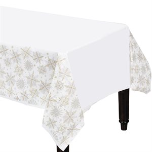 Gold & silver snowflakes paper table cover 54x102in