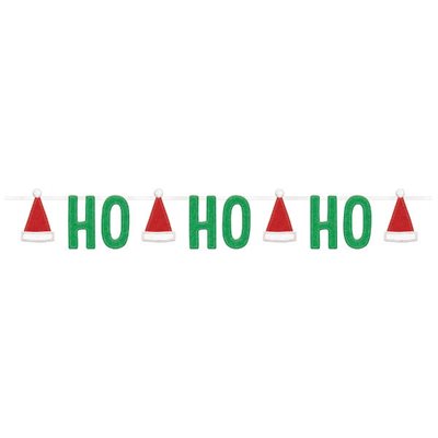 HOHOHO & santa hats felt banner 5.5ft