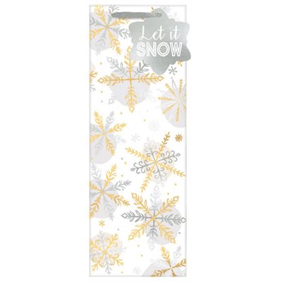 Gold & silver snoflakes foil wine gift bag