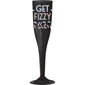 16 flûtes de champagne en plastique 5.5oz "Get fizzy" Nouvel An