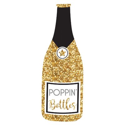 Glitter gold champagne bottle photo prop 31.75in
