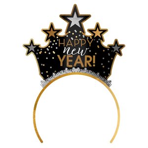 Black, gold & silver Happy New Year tiara