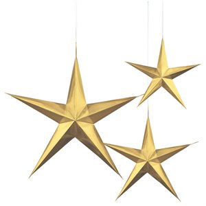 Gold 3D hanging stars