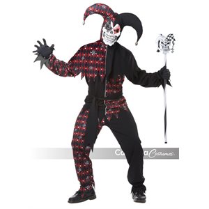 Adult black & red sinister jester costume