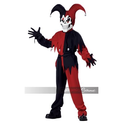 Children black & red evil jester costume Small
