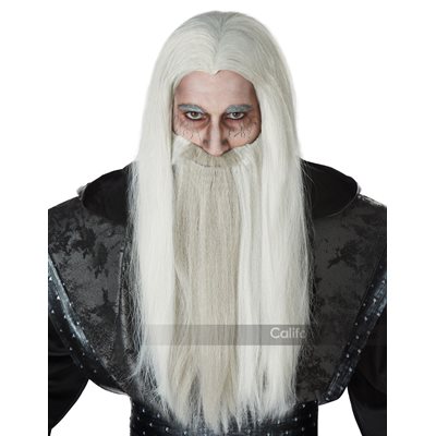 Dark wizard grey wig & beard