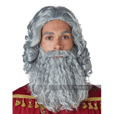 Adult grey biblical king wig & beard