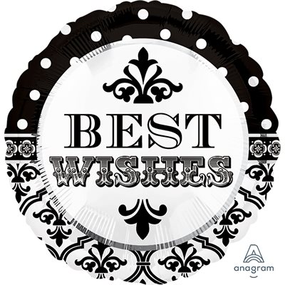 Best wishes black & white std foil balloon