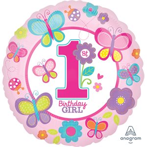 Sweet Birthday Girl 1st b-day std foil balloon
