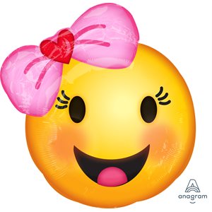 Happy Emoji with bow junior foil balloon