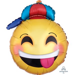 Ballon métallique junior Émoji heureux avec casquette