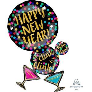 Ballon métallique supershape martinis happy new year