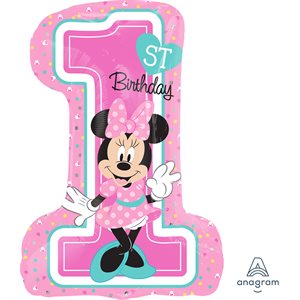 Ballon métallique supershape 1re anniversaire Minnie Mouse