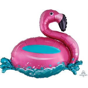 Floating flamingo supershape foil balloon