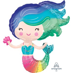 Rainbow mermaid supershape foil balloon