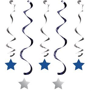 One Little Star blue hanging cutout decorations 5pcs