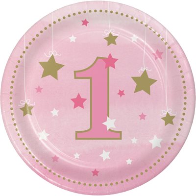One Little Star pink plates 7in 8pcs