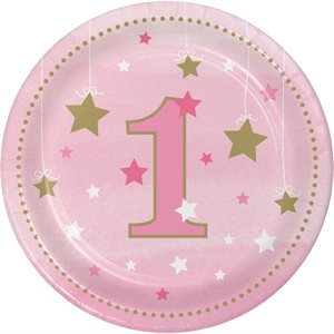 One Little Star pink plates 7in 8pcs