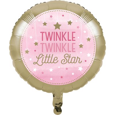 Twinkle Little Star pink foil balloon