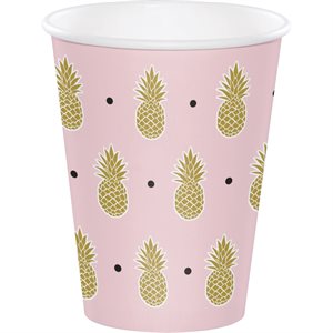 Gold Pineapple cups 12oz 8pcs