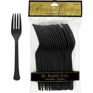 Black reusable forks 20pcs