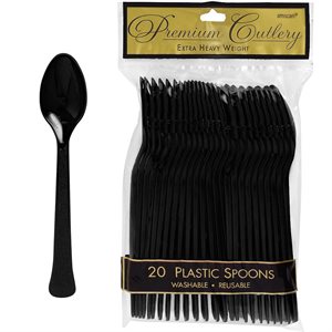Black reusable spoons 20pcs